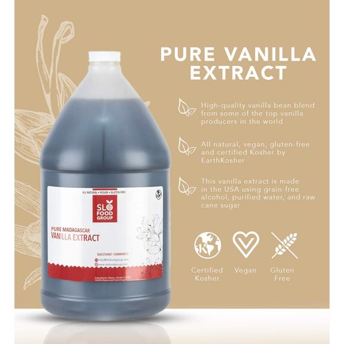 Slofoodgroup - Pure Vanilla Extract - (128 fl. oz/ 1Gallon) - Made from Premium Vanilla Beans from Madagascar, Uganda, and Papua New Guinea - For Cooking and Baking