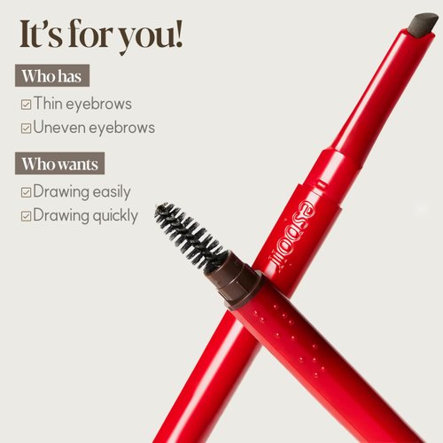 Espoir The Brow Easy Shaping Pencil # Classic Brown | Elaborately designed Leaf-shaped Eyebrow Pencil Tip for Quick and Easy to draw fine lines | Longlasting sharp tip and natural color