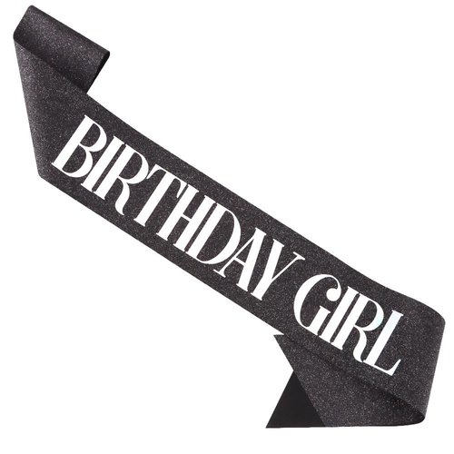 Birthday Girl Sash for Women Happy Birthday Queen Princess Black Glitter Sash with Colorful Foil Lettering Sweet 16th 18th 21st 25th 30th 40th Birthday Sash Birthday Gifts Decorations for Party