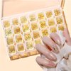 28 Grids Gold Metal Nail Art Studs, 3D Metal Nail Charms,Mix Geometry Nail Art Glitter Flakes Decorations Set, Rivet Jewelry Accessories for Women Girls Manicure Supplies DIY Nail Crafts Sequins