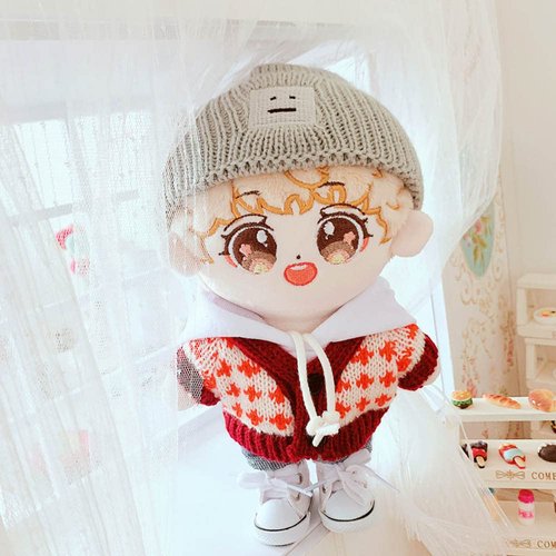 niannyyhouse Sweater Suit 4-Piece Set Dress Up Hat Jeans Hoodie 7.8in（20cm） Plush Doll Clothes Accessories