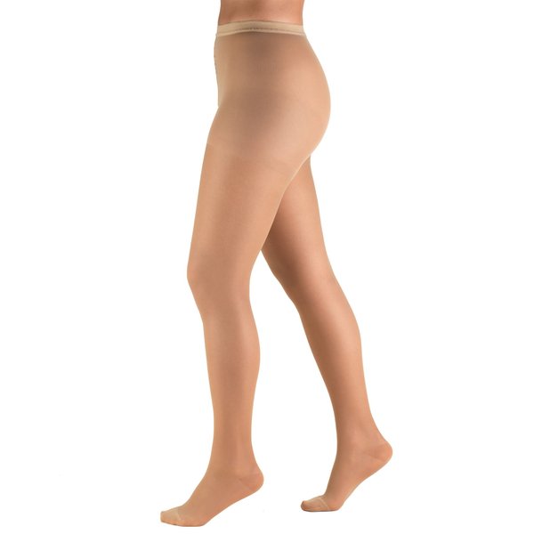 Truform 15-20 mmHg Compression Pantyhose, Sheer 20 Denier Women's Shaping Tights, Beige, Medium