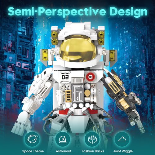 okk Space Astronaut Building Set, Space Toy for Kids, Collectible Astronaut Toy with Display Stand, Creative Space Exploration Astronaut Building Kit Gifts for Adults Boys Girls (652 Pieces)