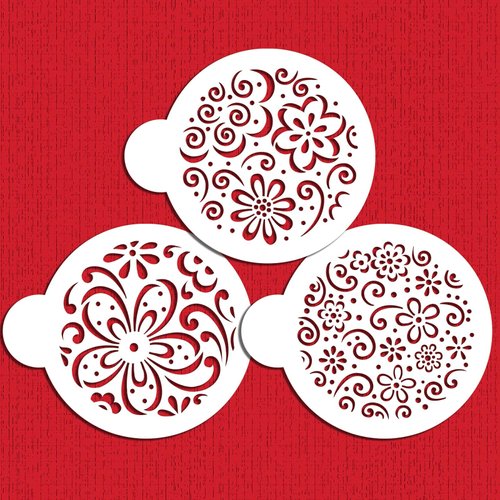 Color Splash Cookie Stencil Set by Designer Stencils Beige/semi-transparent, fits 4 inch cookie