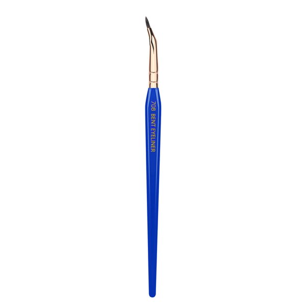 Bdellium Tools Professional Makeup Brush - Golden Triangle 708 Bent Eyeliner - With All Vegan and Soft Synthetic Fibers, For Smooth Application (Blue, 1pc)
