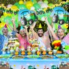 YIGZAG Farm Green Tractor Birthday Party Supplies, Tractor Birthday Decorations with Tractor Balloons, Backdrop, Tablecloth, Banner, Cake Toppers, John Deere Birthday Party Supplies Plates Napkins