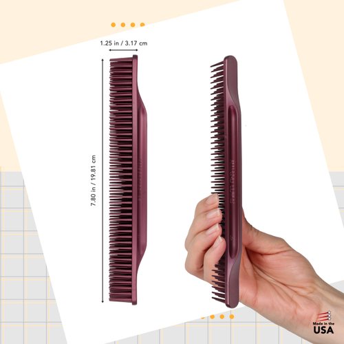 Allegro Combs #70 Wide Tooth Combs Defining Brush Comb 3-Row Wide Tooth For Curly Hair Comb For Women Curly Hair, Hair Stylists Hair Comb 2 Piece (Burgundy)