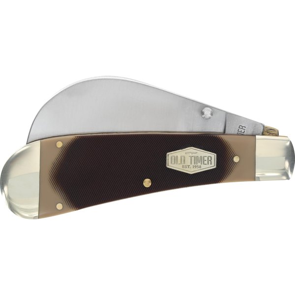 Old Timer 216OT Hawkbill Pruner 7in Traditional Folding Pocket Knife with Belt Clip, 3in High Carbon Stainless Steel Pruner Blade, and Sawcut Handle for EDC, Pruning, Gardening, Weeding, and Outdoors