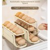 3-Tier Slide Egg Holder for Refrigerator, Detachable Egg Storage Organizer with 7° Slope Design - Automatic Rolling Egg Dispenser, Space-Saving Single Row Fridge Organizer (Cream)