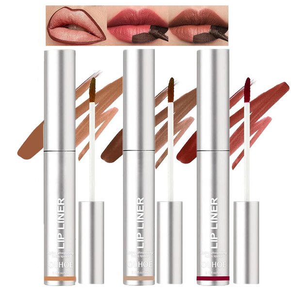 Dulele 3PCS Peel Off Lip Liner Stain, Matte Peel Off Lip Stain, Long Wear Lip Stain Peel Off Lip Liner Set, Waterproof Lip Liner Tattoo Lip Tint Stain
