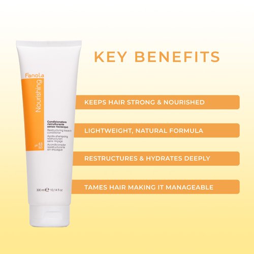 Fanola Restructuring Leave-in Conditioner, Deep Hydration and Nourishment to Dry, Stressed and Damaged Hair, Enriched Formula with Milk Proteins and Argan Oil, 300