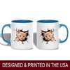 Funny Orange Kitten Cracking Wall Ceramic Mug, 11oz Coffee Cup for Cat Lovers, Animal-Themed Tea Mug, Unique Gift for Birthday, Office, or Home, Reusable Eco-Friendly Mug for Hot Beverages, Milk, Tea