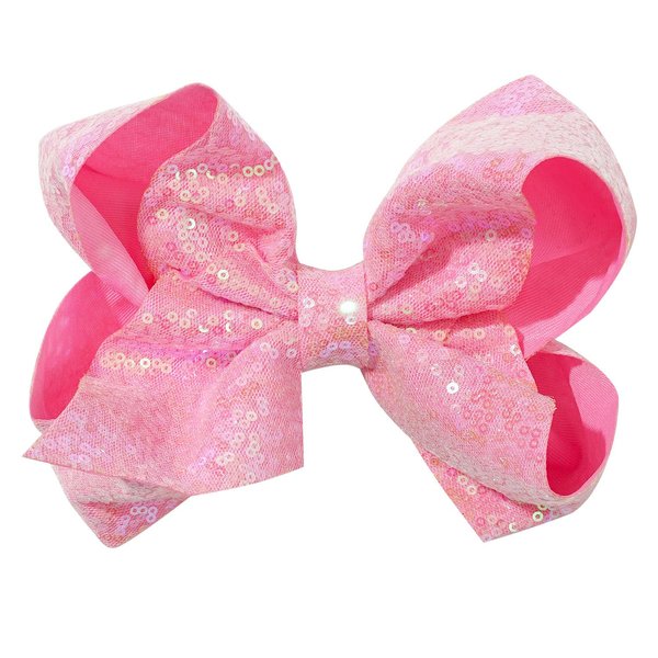 1PCS 8 Inch Big Sequin Hair Bows for Girls Alligator Clips Sparkly Glitter Hair Accessories for Little Teen Toddler Girls Kids (Pink)