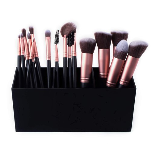 Super Z Outlet Cosmetic Makeup Black Organizer for Lipstick, Eyeliner Brushes, Lip Pencil Display Rack 3 Slot Vanity Top Holder