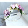 LLinfflr Rose Flower Crown Flower Garland Headband Hair Wreath Floral Halo Headpiece Boho with Ribbon Wedding Party Photos Pink