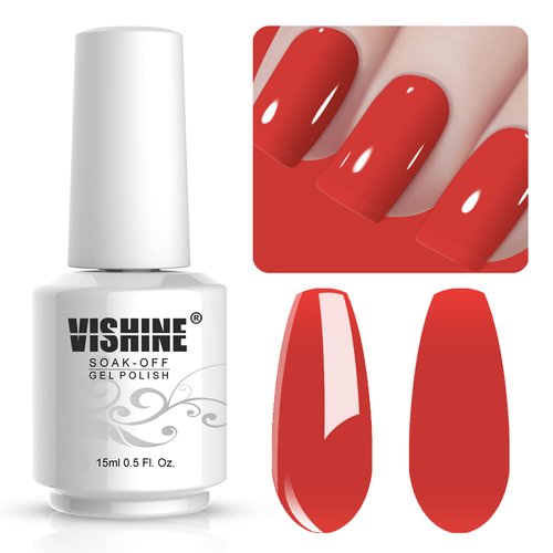 Vishine Gelpolish Manicure DIY Long-lasting Gel Nail Polish Lacquer Shiny Color UV LED Soak Off Orange Red(1022)