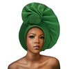 QliHut Nigerian Gele Headties with Beads and Stones African Headtie Women Head Wrap Already Made Auto (Green)