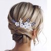 Campsis Flower Bride Wedding Hair Comb Silver Rhinestone Bridal Hair Side Comb Floral Wedding Headpiece for Brides Crystal Hair Accessories for Women and Girls