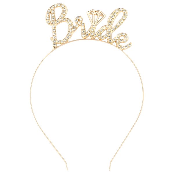 Casoty Bride Headband, Gold Bride Tiara, Bride To Be Headband, Rhinestone Bachelorette Headbands for Wedding Party, Bridal Headpiece Bridal Shower Gift