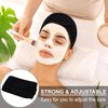 Whaline 3Pcs Spa Facial Headband White Black Pink Head Wrap Terry Cloth Waffle Adjustable Makeup Headband for Bath Sports Washing Face Shower