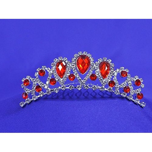 Red Rhinestone Tiara Comb Prom Party Flower Girl CT45
