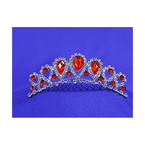 Red Rhinestone Tiara Comb Prom Party Flower Girl CT45
