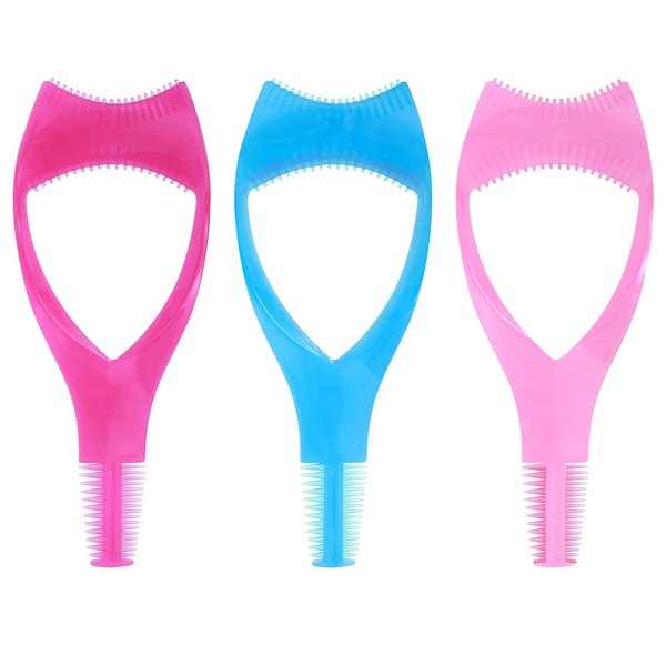 WLLHYF 3 Pack Mascara Shield Guard Makeup Eyelash Applicator Cosmetic Mascara Guide Separator Upper Lower Lash Comb Helper Tool Plastic Eyelashes Clean Brush Beauty Accesories (blue, pink, rose)