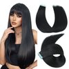 Evala Tape in Hair Extensions Human Hair Black Remy Hair Extensions #1 Jet Black Hair Extensions 20pcs 50g Straight Tape in Human Natural Hair 22 Inch