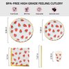 120 Piece Disposable Dinnerware Set, Strawberry Party Supplies with 20 Dinner Plates, 20 Dessert Plates, 20 Cups, 20 Straws & 40 Napkins for Party, Picnic, Wedding Baby Shower - 20 Guests (Strawberry)