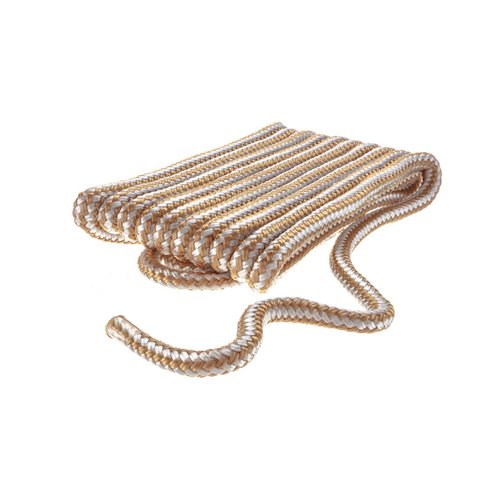 Attwood 11701-7 Premium Double Braided Nylon Dock Line, 3/8-Inch Thick, 15 Feet Long, Pre-Spliced One End, Gold and White