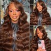 Brown Lace Front Wigs Human Hair Body Wave 13x4 HD Lace Frontal Wig Human Hair Pre Plucked with Baby Hair 180 Density Brown Human Hair Wigs for Women 28 Inch