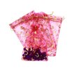 100PCS 5'' x 7''/13cm x 18cm Heart Printed Organza Drawstring Bags Gift Packing Pouches Sample Display Tulle Pockets Wrapper Bathroom Organizer for Candy Jewelry (Rose Red)