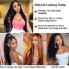 Yaki Straight Lace Front Wigs Human Hair 13x4 Transparent HD Lace Frontal Wig 200% Density Pre Plucked Glueless Wigs Human Hair with Baby Hair for Black Women 30 Inch
