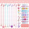 24 Pcs Christmas Little Girl Jewelry Set Kids Unicorn Necklace Cute Woven Bracelet Ring for Pretend Dress up Party Favor (Floral Style)