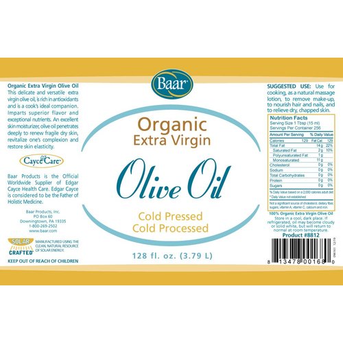 Baar Organic Olive Oil, Gallon
