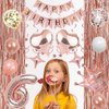 6th Rose Gold Birthday Party Decorations for Girls, Rose Gold Happy Birthday Banner, Fringe Curtains, Heart Foil Balloons, Crown Balloons for Girls' 6th Birthday Decorations