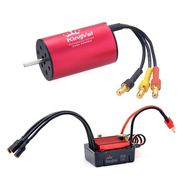 KingVal Replacement 2440 4600KV Waterproof Brushless Motor Shaft 2.3mm with 35A Brushless ESC Compatible with 1/16 RC Car