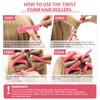 Syhood 30 Pieces Flexible Curling Rods Twist Foam Hair Rollers Soft Foam No Heat Hair Rods Rollers and 1 Steel Pintail Comb Rat Tail Comb for Women Long Short Hair(9.45 x 0.55 Inch,Rose Pink)