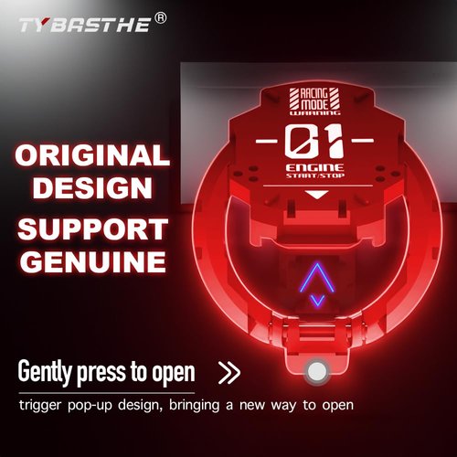 𝙊𝙧𝙞𝙜𝙞𝙣𝙖𝙡 | Push Start Button Cover, Metal Mecha Car Engine Start Stop Button Cover Protector, Cool Car Accessories Interior Decor Sticker Decals Motorcycle Key Ignition Switch Cover, Red