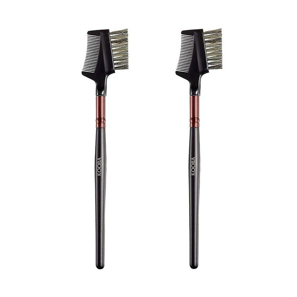 KOOBA Makeup Eyebrow Brush & Eyelash Comb 2 Pcs, Portable Eye Powder Foundation Brush, Beauty Cosmetic Tool for Professional and Travel, Pack of 2