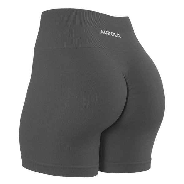 AUROLA Power Scrunch Butt Workout Shorts for Women Seamless Gym Shorts High Waist Tummy Control Yoga Biker Shorts,Coal Grey,M