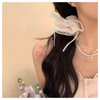 Andelaisi Boho Bow Hair Scrunchies Lace Elastic Scrunchies Vintage Lace Elastic Hair Rope Big Scrunchy Lace Bands Rope Ponytail Holder Hair Accessories for Women(White)