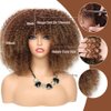 Mtmei hair Short Afro Curly Wig with Bangs Natural Curly Wigs 16Inch 290G T33/27 Hair Arukihair Wig Kinky Curly Wigs Synthetic Hair for Women(16Inch，T33/27)