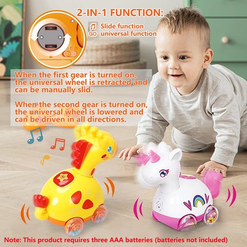 GGFSSQ Musical Unicorn Baby Toy - Crawling Toy with Music & Lights - Toddler Musical Crawling Toys, Development Learning Toys for 6m+ Boys and Girls (Unicorn)