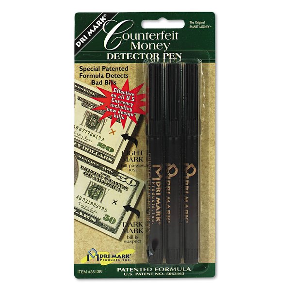 Dri-Mark Money Counterfeit Bill Detector Pen for Use w/U.S. Currency, 3/Pack