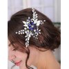 Teyglen Silver Leaf Headpiece Flower Bride Wedding Hair Comb Bridal Crystal Hair Comb Pearl Rhinestone Hair Piece Hair Accessories for Women Girls