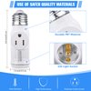 Feekoon 1 Pcs 3 Prong Light Socket Adapter, E26 Light Bulb Outlet Adapter, Polarized Light Socket to Plug Adapter, Light Bulb to 2/3 Prong Outlet Plug Splitter Converter for Garage Porch (White)