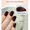 Morily 30pcs Press on Nails Short Square Burgundy Fake Nails with Solid Color Designs Acrylic Glossy False Nails Reusable Stick on Nails for Women (Burgundy)