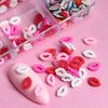 Heart Nail Art Slices, 3D Valentine's Day Nail Art Flakes Decorations Love Heart Lips Letter Nail Acrylic Supplies for Women Manicure Art DIY Polymer Clay Accessories Resin Heart Nail Art Tips