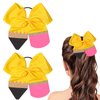 2Pcs Back to School Hair Ties Cute Pencil Hair Bow Ties Yellow Pencil Scrunchies Cheer Hair Bows with Ponytail Holder School Sports Hair Accessories for Teens Toddler Gifts for First Day of School